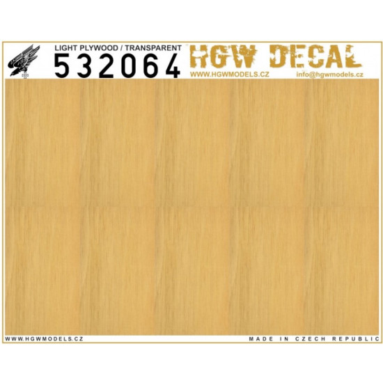 Hgw 532064 1/32 Decal Light Plywood Transparent No Grid