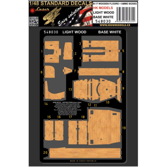 Hgw 548030 1/48 Decal For B-17 Wooden Floors And Ammo Boxes Light Wood