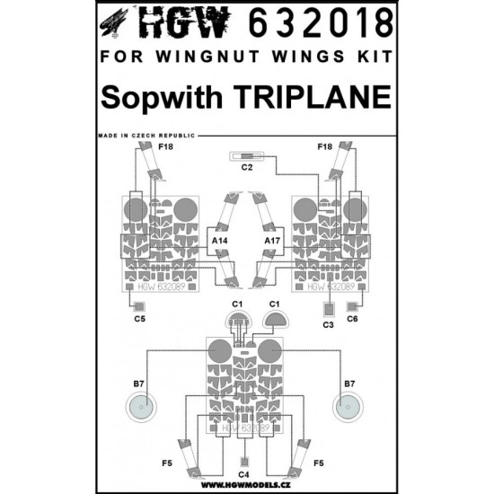 Hgw 632018 1/32 Mask For Sopwith Triplane For Wingnut Wings Accessories Kit