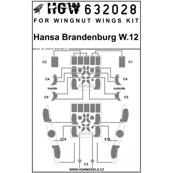 Hgw 632028 1/32 Mask For Hansa-br. W.12 For Wingnut Wings Accessories Kit