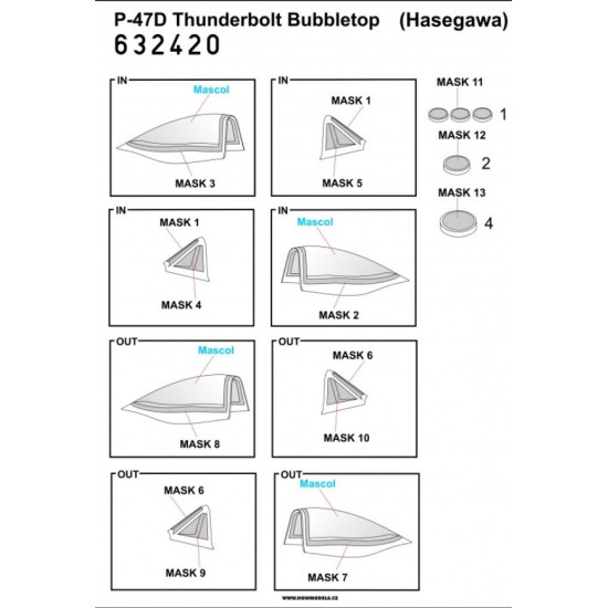 Hgw 632420 1/32 Inside And Outside Canopy Mask For P-47d Thunderbolt Hasegawa