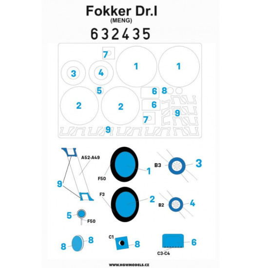 Hgw 632435 1/32 Inside And Outside Canopy Mask For Fokker Dr.i For Meng Kit