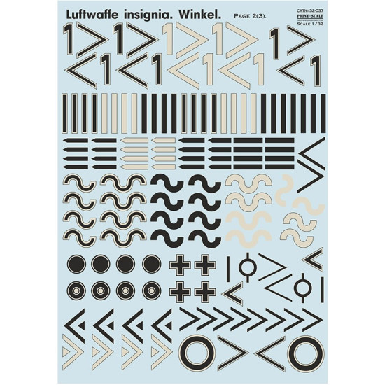 Print Scale 32-037 1/32 Luftwaffe Insignia. Winkel The Complete Set 3 Leaf