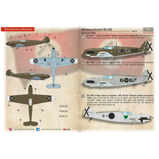 Print Scale 48-267 1/48 Messerschmitt Bf 109 B D Spanish War Part 2