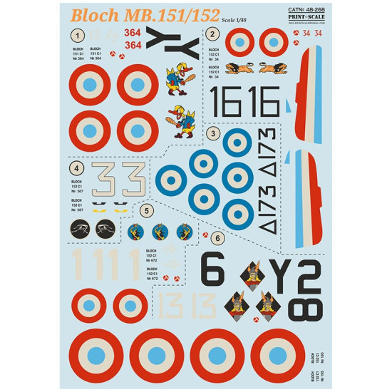 Print Scale 48-268 1/48 Bloch Mb.151 152 Accessories For Aircraft