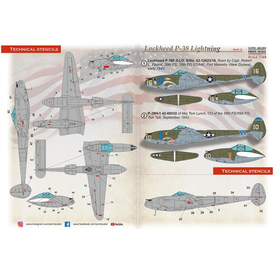 Print Scale 48-269 1/48 P38 Lightning Shark Mouth Part 5