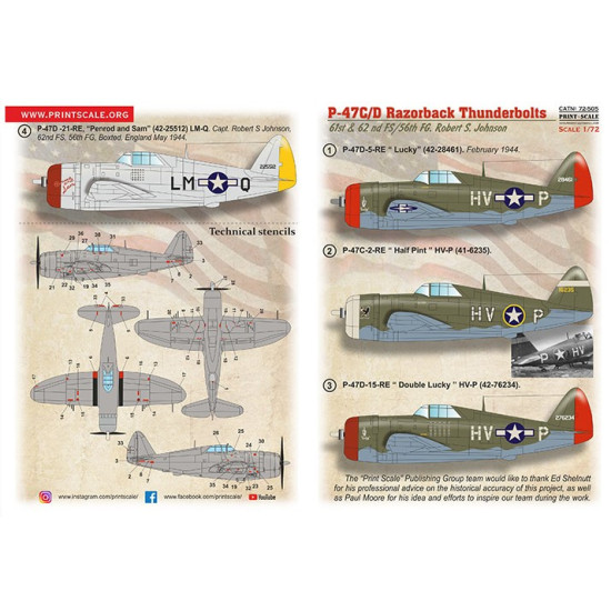 Print Scale 72-505 1/72 P47 Cd Razorback Robert S. Jonson