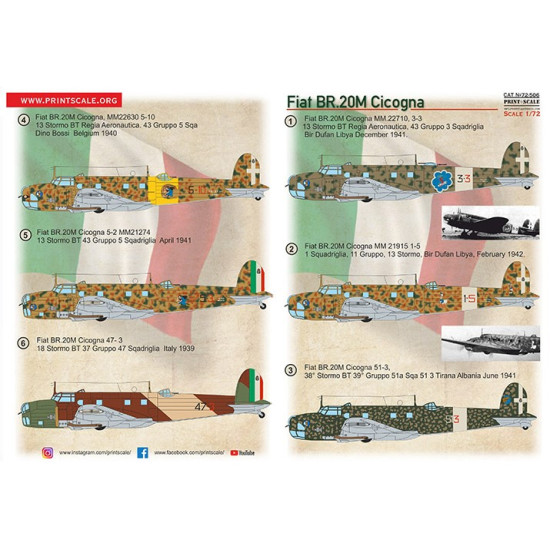 Print Scale 72-506 1/72 Br20m Cicogna Accessories For Aircraft