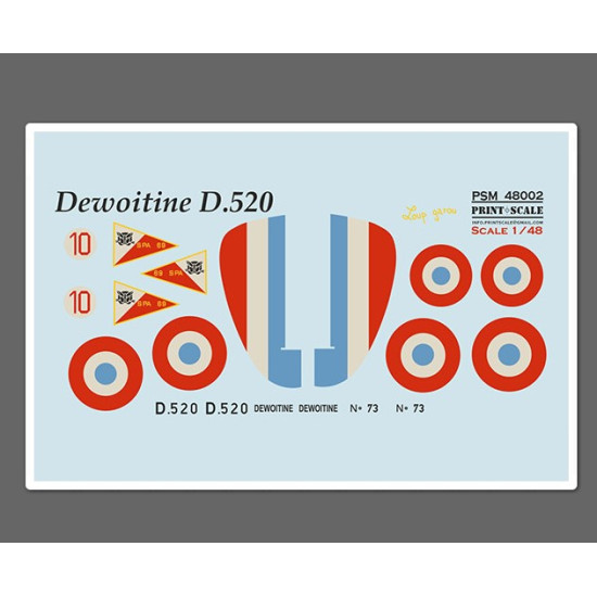 Print Scale Psm48002 1/48 Dewoitine D.520 Mask Decal 3d Decal