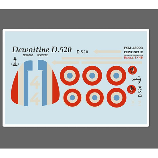 Print Scale Psm48003 1/48 Dewoitine D.520 Mask Decal 3d Decal