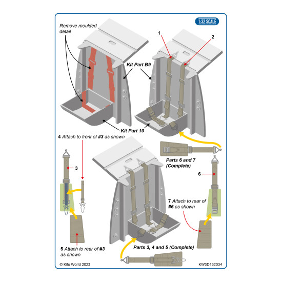 Kits World Kw3d132034 1/32 3d Decals Messerschmitt Bf 109g-2 And G-4 Seat Belts Revell 03829