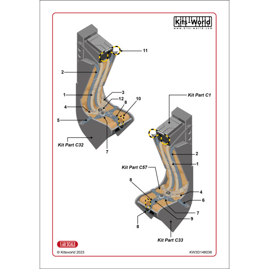 Kits World Kw3d148036 1/48 3d Decal Hawker Hunter Fga9, Fr10 And Ga11 Seat Belts