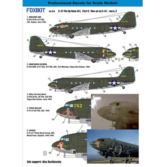 Foxbot 48-018 1/48 Douglas C47 Skytrain Dakota Pin Up Nose Art And Stencils Part 2