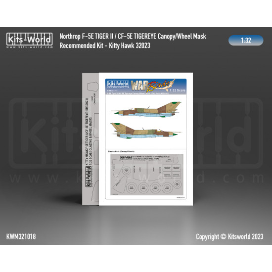 Kits World Kwm32-1018 1/32 Mask For Northrop F-5e Tiger Ii Cf-5e Tigereye Kitty Hawk 32023