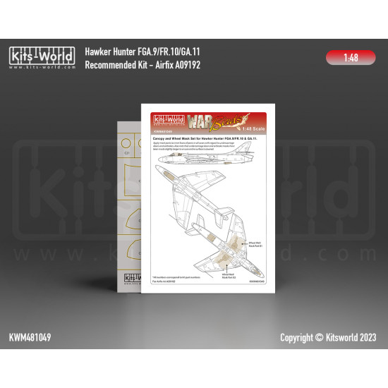 Kits World Kwm48-1049 1/48 Mask For Hawker Hunter Airfix Upgrade Accessories Kit