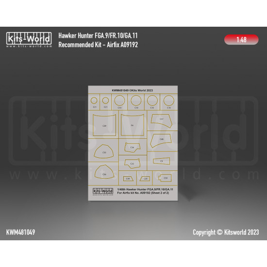 Kits World Kwm48-1049 1/48 Mask For Hawker Hunter Airfix Upgrade Accessories Kit