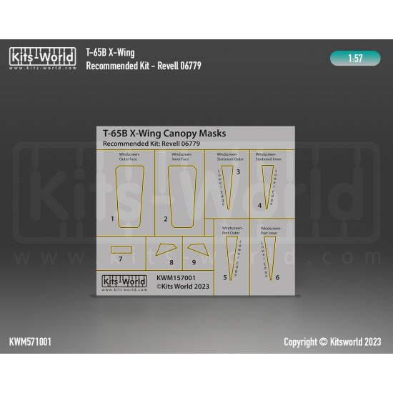 Kits World Kwm571001 1/57 Mask For T-65b X-wing Revell 06779