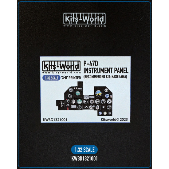 Kits World Kw3d1321001 1/32 3d Decal Instrument Panel For P-47d For Hasegawa