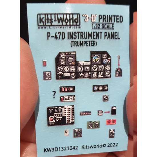 Kits World Kw3d1321042 1/32 3d Decal Instrument P-47d Thunderbolt For Trumpeter