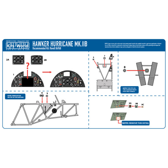 Kits World Kw3d1321052 1/32 3d Decal Instrument Panel Hawker Hurricane Mk.iib Revell