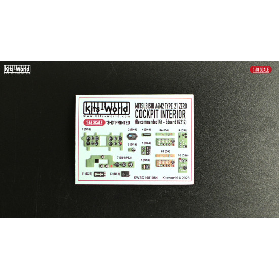 Kits World Kw3d1481084 1/48 3d Instruments Panel Mitsubishi A6m For Eduard