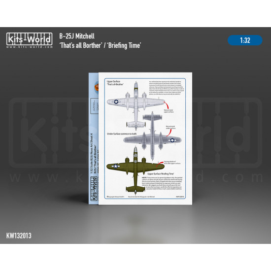 Kits World Kw132013 1/32 Decal For N/A B-25j Mitchell Thats All Brother/Briefing Time