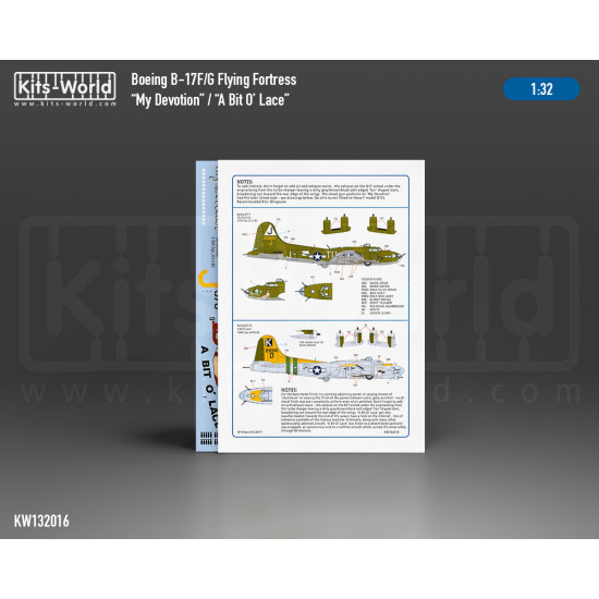 Kits World Kw132016 1/32 Decal For Boeing Flying Fortress B17f/G My Devotion