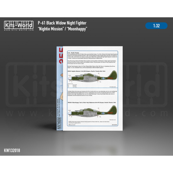 Kits World Kw132018 1/32 Decal For Northrop P-61b-1 Nightie Mission/Moonhappy