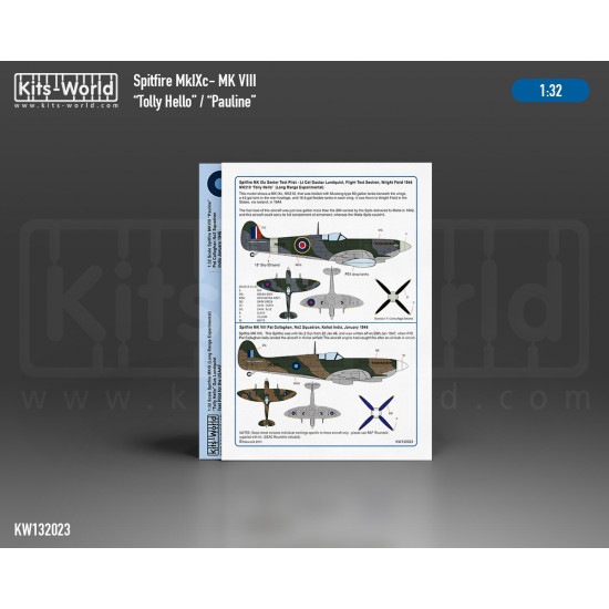 Kits World Kw132023 1/32 Decal For Spitfire Mk.ixc/Mk.vii Tolly Hello/Pauline