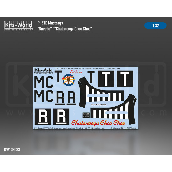 Kits World Kw132033 1/32 Decal For P-51d Mustang Chattanooga/Sneebo