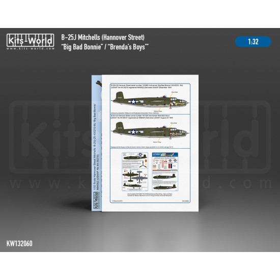 Kits World Kw132060 1/32 Decal For North American B-25j Mitchel Kits World Kw132060 1/32 Decal For North American B-25j Mitchel
