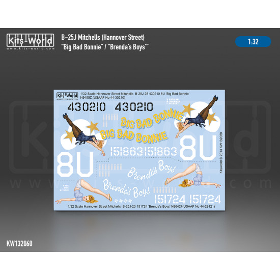Kits World Kw132060 1/32 Decal For North American B-25j Mitchel Kits World Kw132060 1/32 Decal For North American B-25j Mitchel