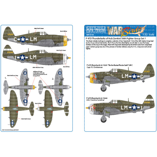 Kits World Kw132164 1/32 Decal For Republic P-47c/Ds Of The 56th Fighter Group P-47d