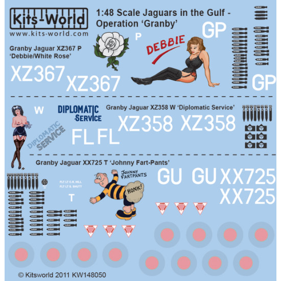 Kits World Kw148050 1/48 Decal Jaguars In The Gulf Operation Granby