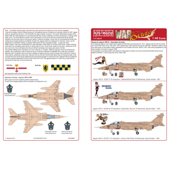 Kits World Kw148050 1/48 Decal Jaguars In The Gulf Operation Granby