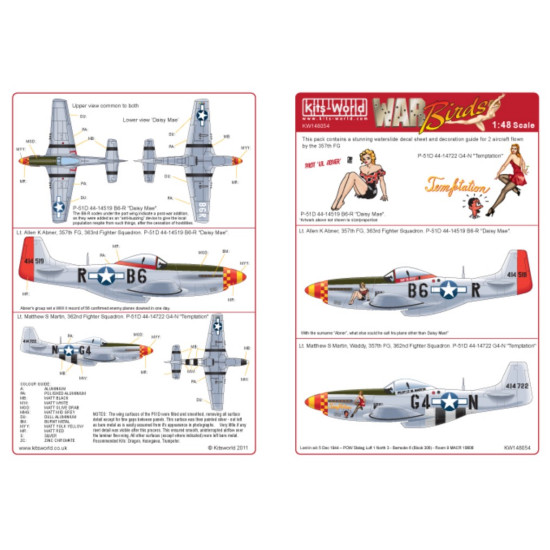 Kits World Kw148053 1/48 Decal For Boeing B-17g Flying Fortress