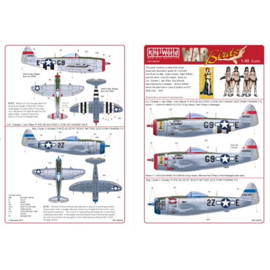 Kits World Kw148064 1/48 Decal For P-47d Eight Nifties Look No Hands