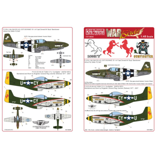 Kits World Kw148090 1/48 Decal For P-51d Mustangs Accessories Kit
