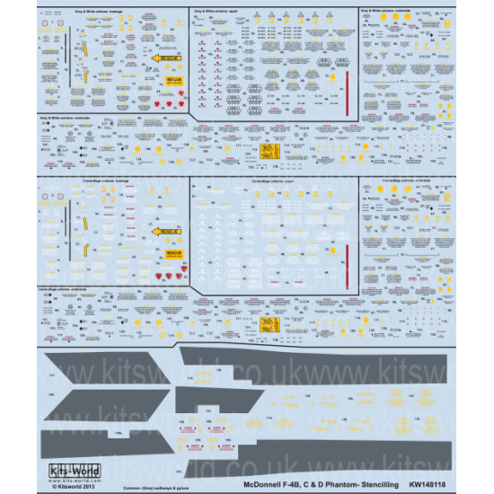 Kits World Kw148118 1/48 Decal For Stencilling Macdonnell Phanton