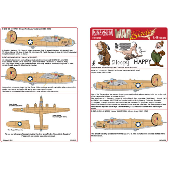 Kits World Kw148123 1/48 Decal For B-24d Liberator Accessories Kit