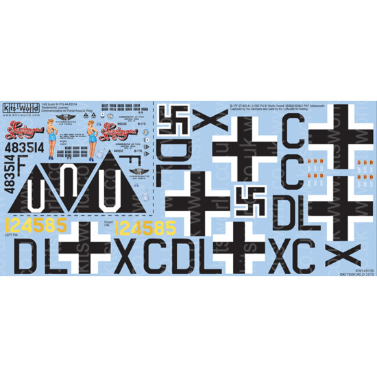 Kits World Kw148135 1/48 Decal For Boeing B-17 F/G Flying Fortress