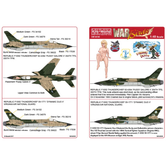 Kits World Kw148160 1/48 Decal For F105d Thunderchief Accessories Kit