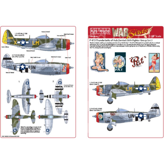 Kits World Kw148202 1/48 Decal For Razorback P 47s Of The 56th Fighter Group