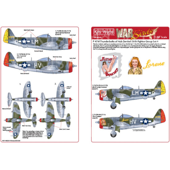 Kits World Kw148203 1/48 Decal For Razorback P 47s Of The 56th Fighter Group