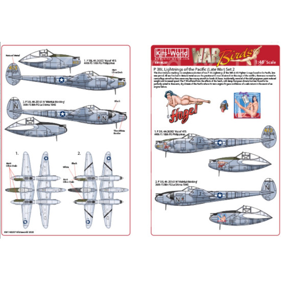 Kits World Kw148207 1/48 Decal For P 38l Lightnings Of The Pacific Late War Set 1