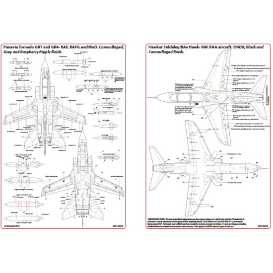 Kits World Kw148216 1/48 Decal For Bae Hawk Panavia Tornado Gr1-gr4