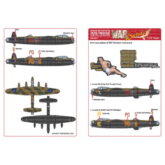 Kits World Kw148217 1/48 Decal For Avro Lancaster Biii Accessories Kit
