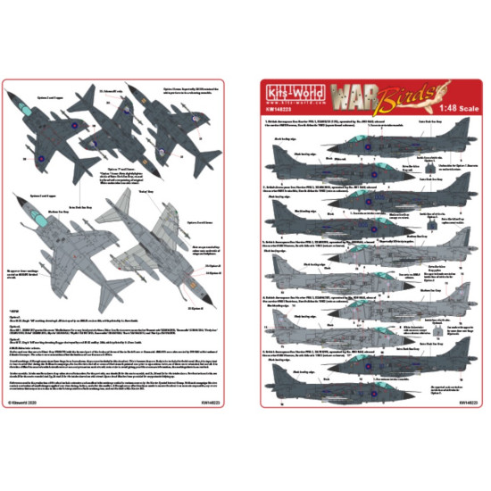 Kits World Kw148223 1/48 Decal For Bae Sea Harrier Falklands Campaign Sheet Two