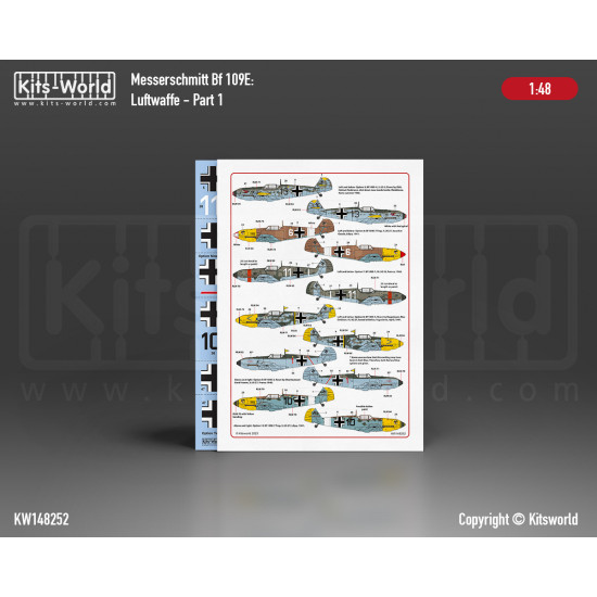 Kits World Kw148252 1/48 Decal For Messerschmitt Bf109e 1 3 4 7 Luftwaffe Part 1