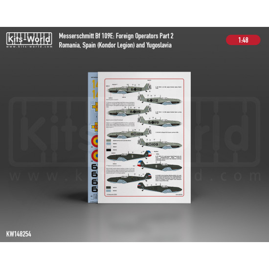 Kits World Kw148254 1/48 Decal For Messerschmitt Bf109e 1 3 Foreign Operators Part 2